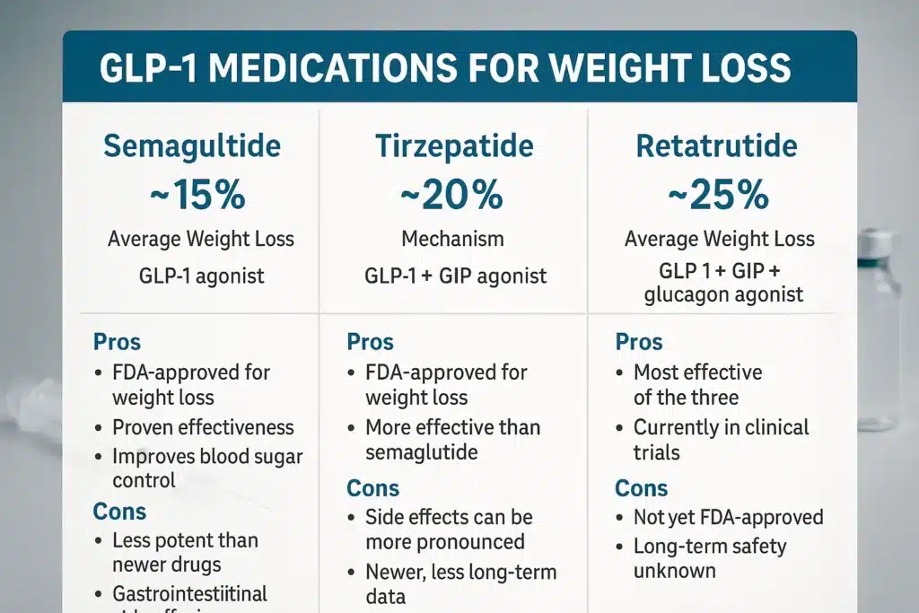 Semaglutide vs Tirzepatide vs Retatrutide